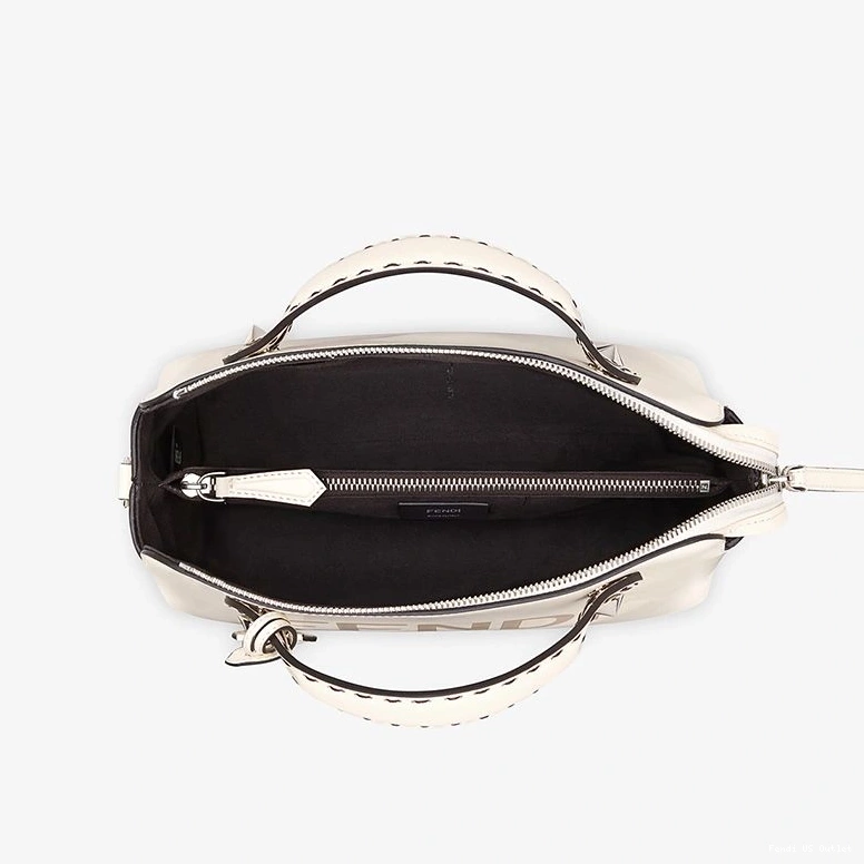Affordable HOT Calf Bag Leather Medium In Way ROMA Logo White By Fendi The Boston 0711